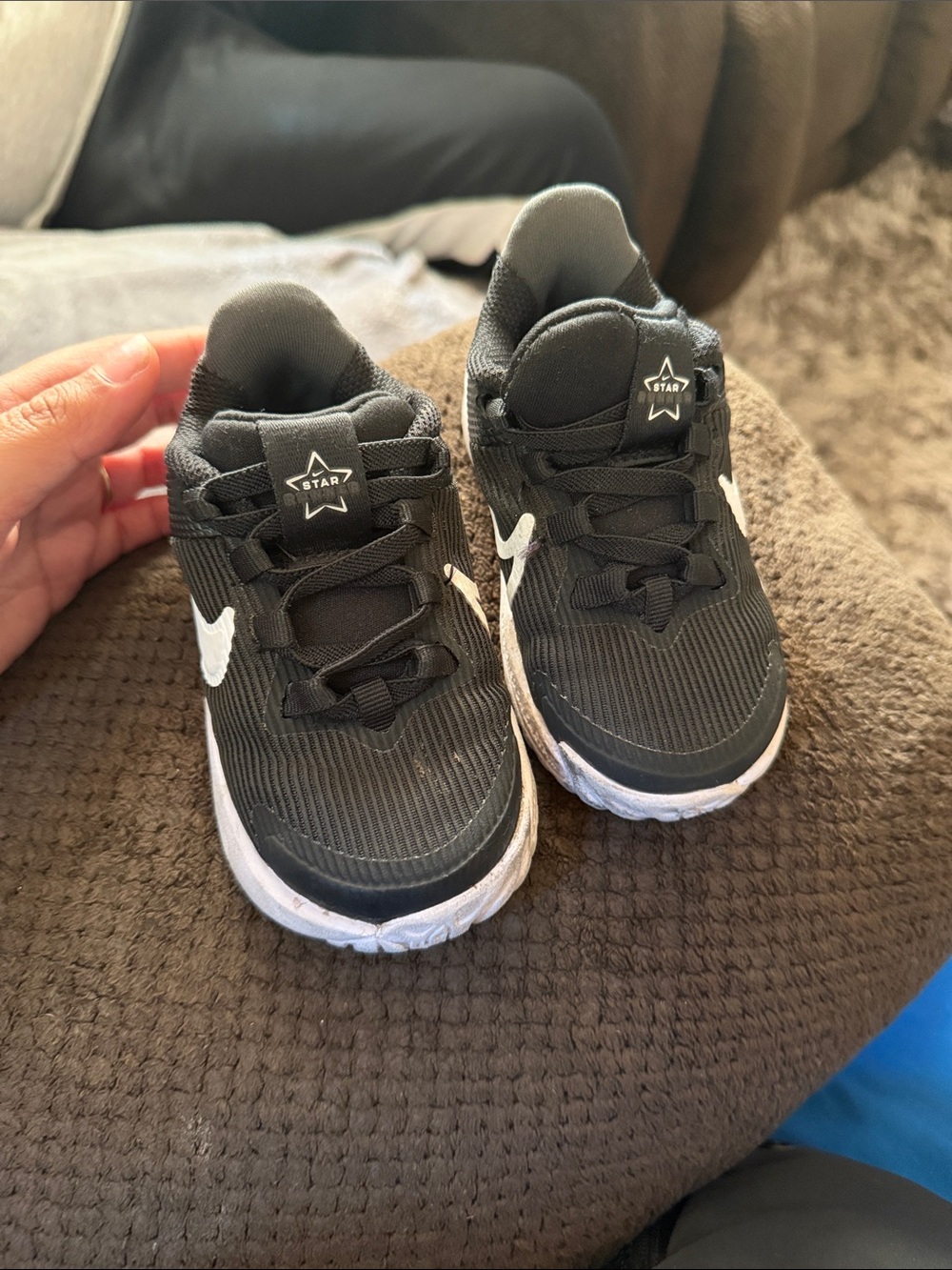 Nike Kids Black Sneakers with White Swoosh